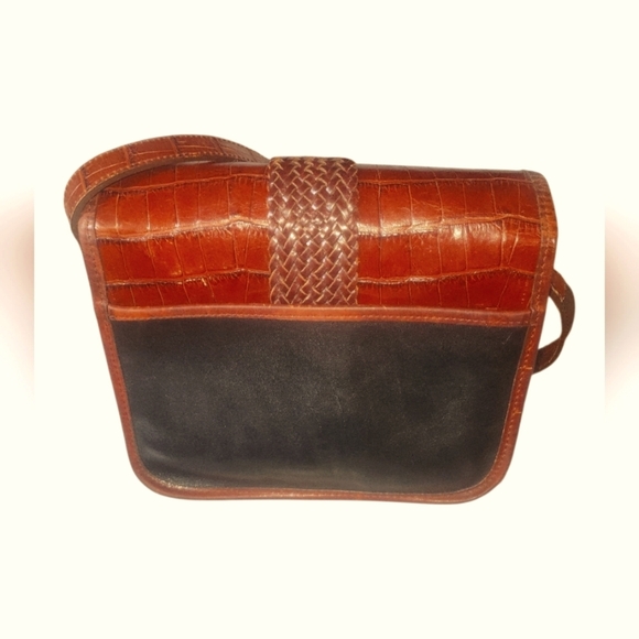 Brighton Vintage Gillian Collection Brown/ Black Leather Organizer Crossbody Bag - Picture 2 of 10